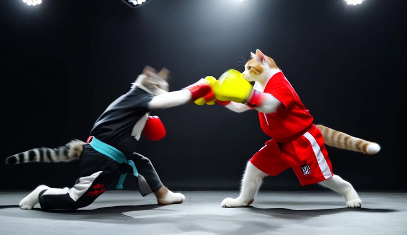 Anthropomorphic Cats Boxing Match